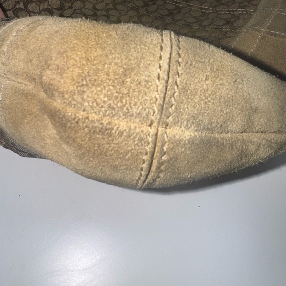 COACH Signature Monogram Logo Rectangle Crossbody Bag 12x13 Tan Brown Y2K - Picture 6 of 16